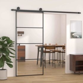 Sliding Door Aluminum and ESG Glass 35.4"x80.7" Black