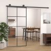 Sliding Door Black 40.4"x80.7" ESG Glass and Aluminum