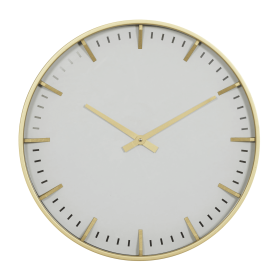 CosmoLiving by Cosmopolitan 20" Gold Glass Wall Clock with Gold Accents