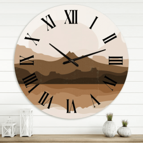 Designart 'Minimalist Terracotta Landscape' Modern Wall Clock(Size 36" x 36")