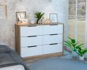 Longhill 6-Drawer Rectangle Dresser Pine and White