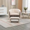 COOLMORE Accent Chair with Ottoman, Mid Century Modern Barrel Chair Upholstered Club Tub Round Arms Chair for Living Room