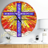 Designart 'Holy Cross Stained Glass Style ' Rustic wall clock(Size 23" x 23")