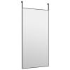 Door Mirror Black 19.7"x39.4" Glass and Aluminum