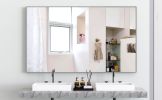 60*36" Oversized Modern Rectangle Bathroom Mirror with Silver Frame Decorative Large Wall Mirrors for Bathroom Living Room Bedroom Vertical or Horizon