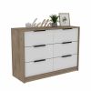 Longhill 6-Drawer Rectangle Dresser Pine and White